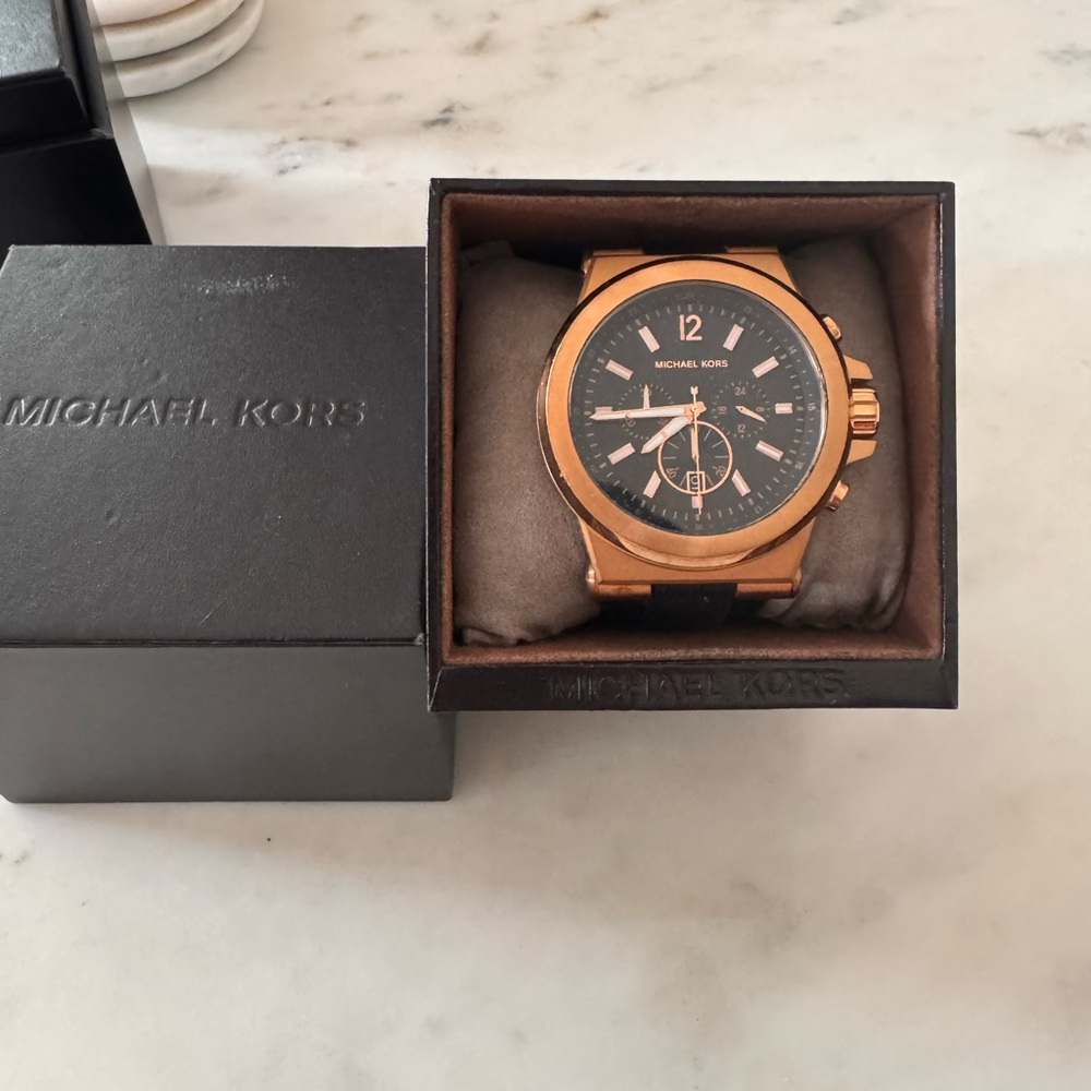 Michael Kors Black and Gold Chronograph Watch
